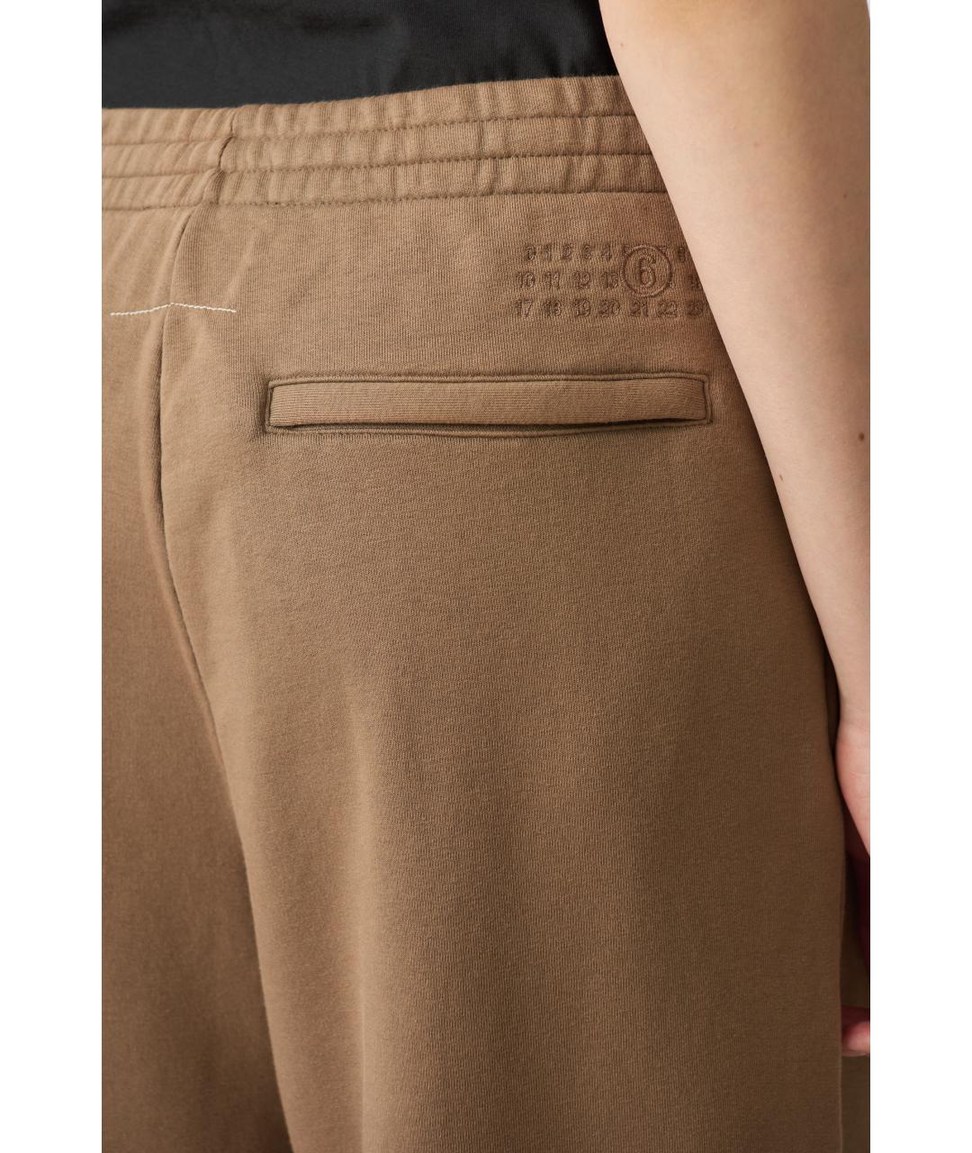 MM6 MAISON MARGIELA Коричневые хлопковые прямые брюки, фото 5