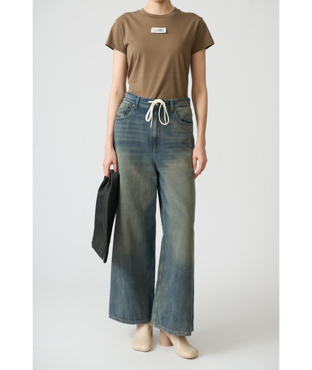MM6 MAISON MARGIELA Хаки хлопковая футболка, фото 4