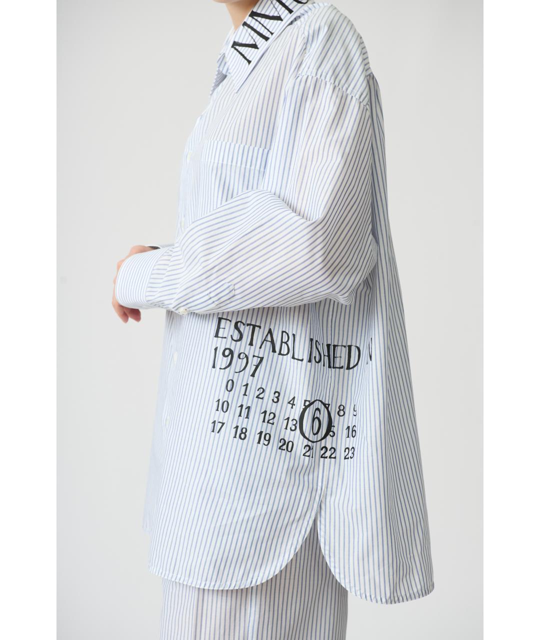 MM6 MAISON MARGIELA Голубая хлопковая кэжуал рубашка, фото 4