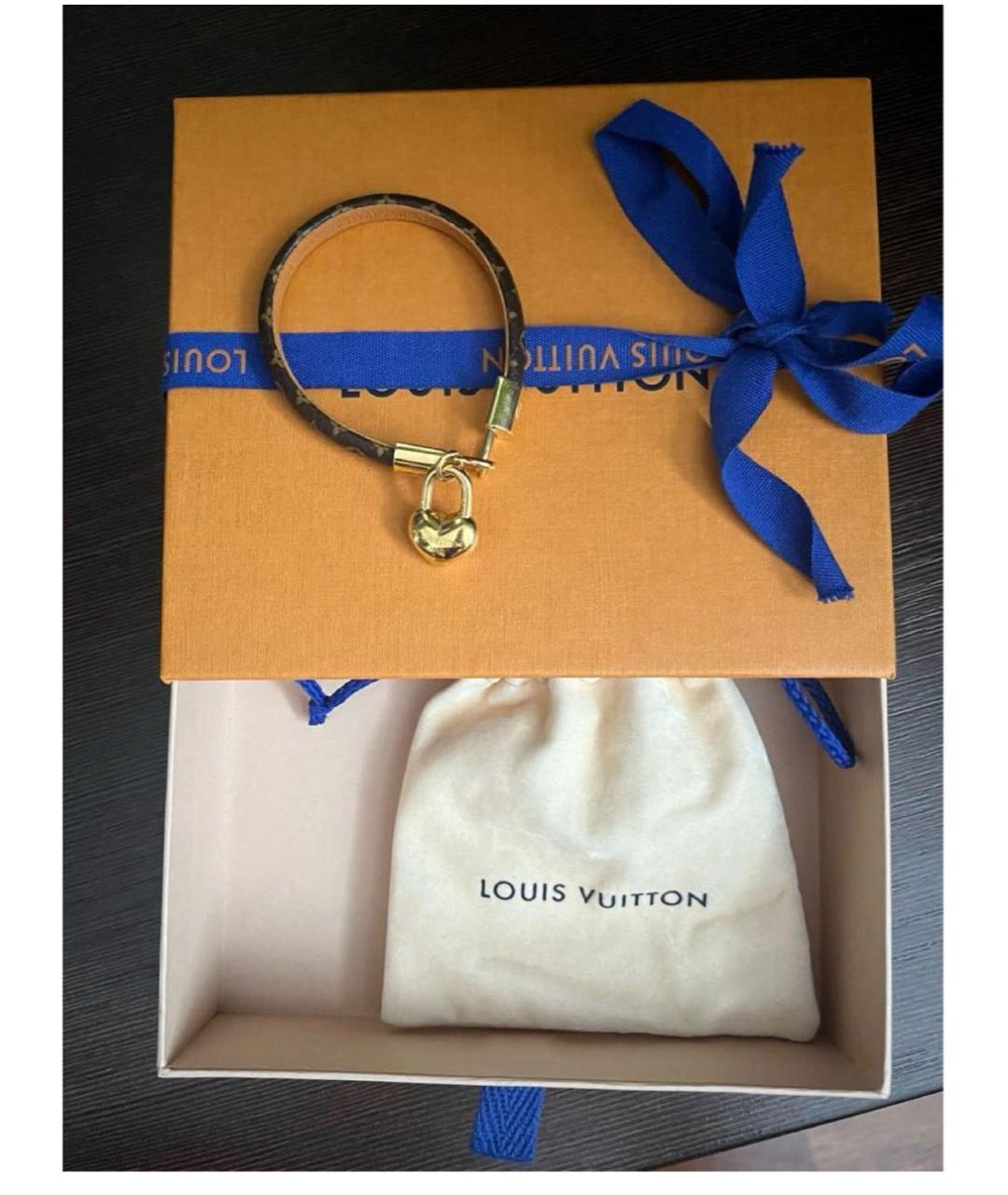 LOUIS VUITTON Коричневый кожаный браслет, фото 4