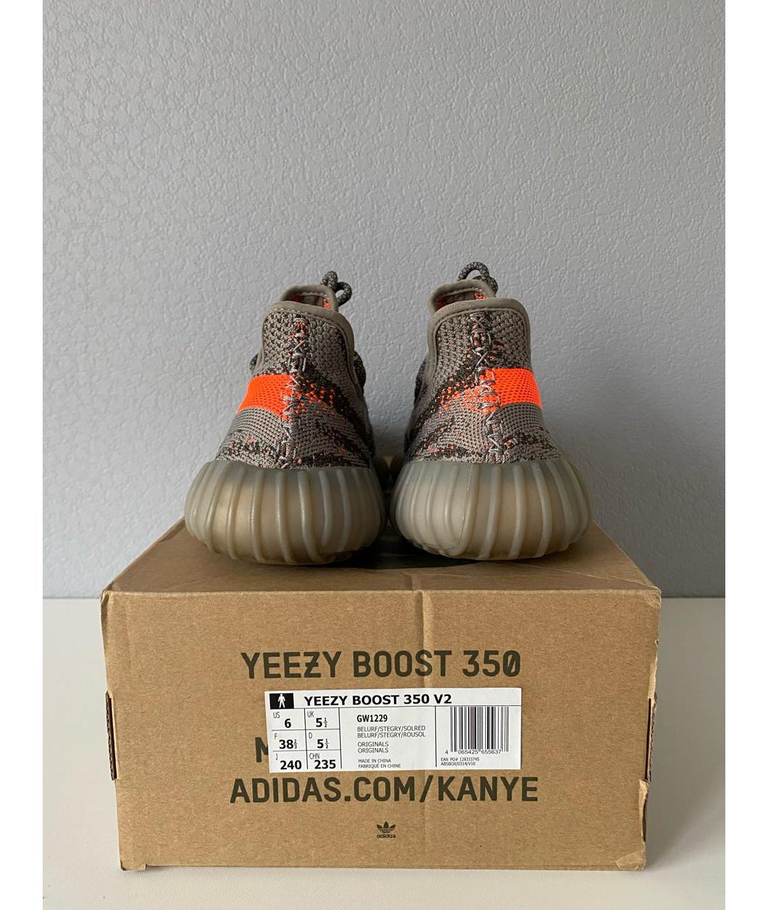 ADIDAS YEEZY Серые текстильные кроссовки, фото 4