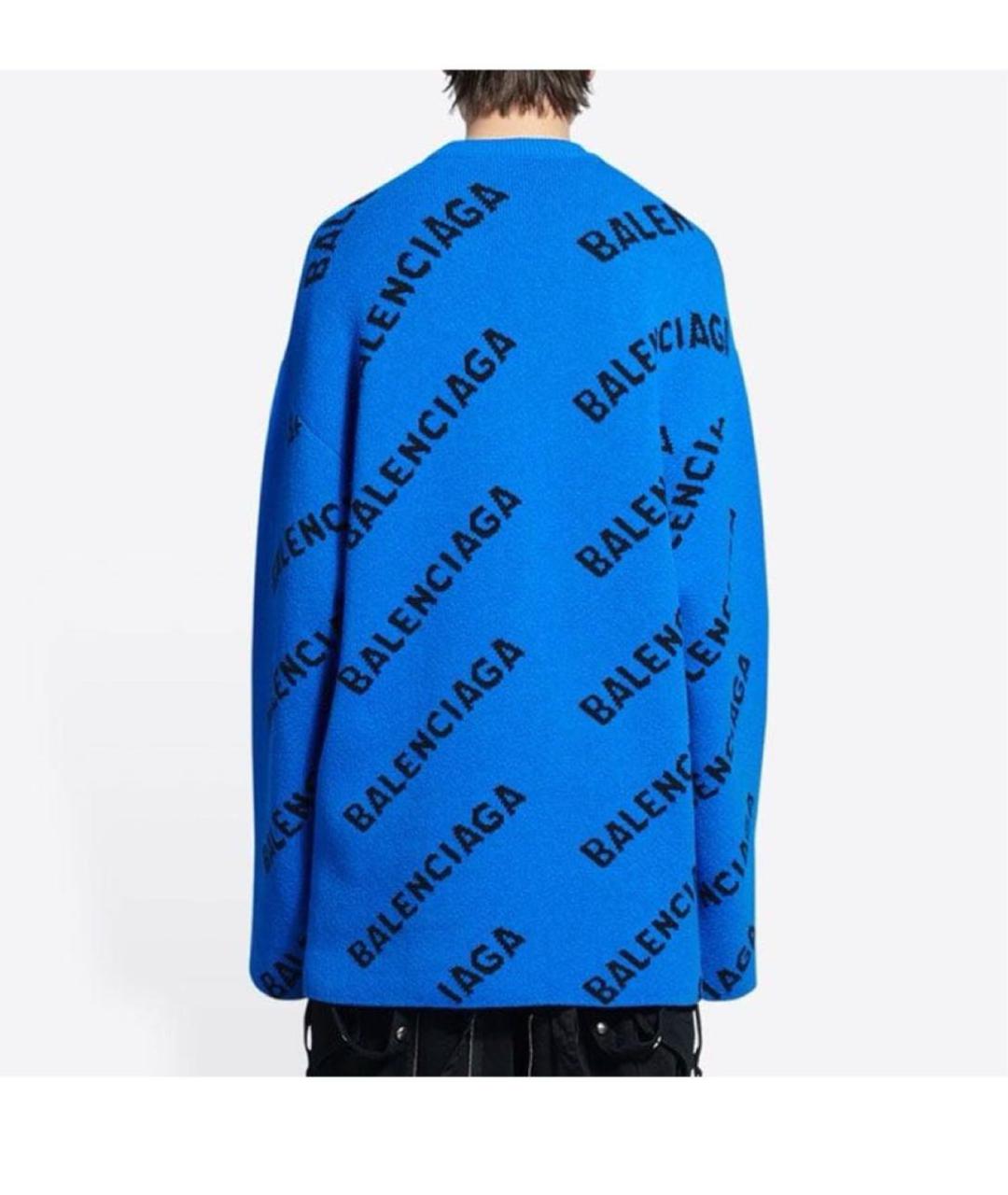 BALENCIAGA Синий шерстяной джемпер / свитер, фото 4