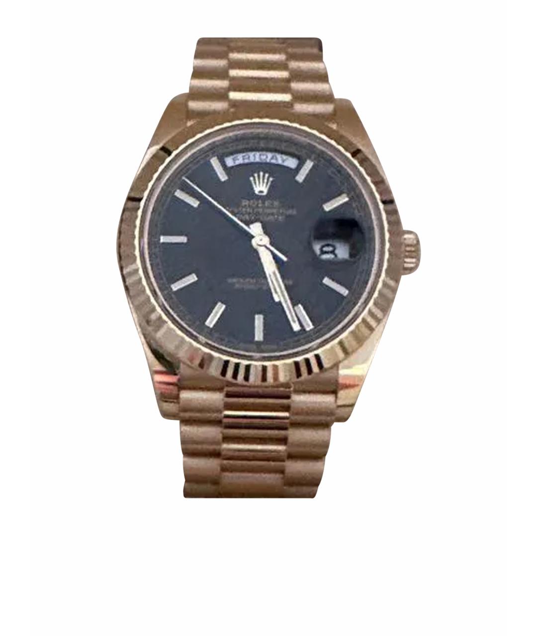 ROLEX Черные часы из желтого золота, фото 1