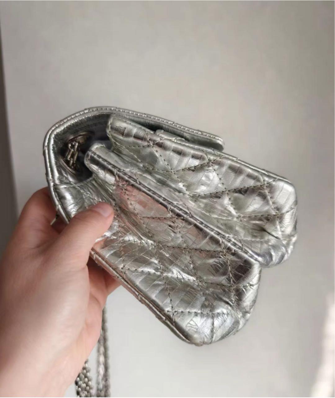 CHANEL Серебряная кожаная сумка через плечо, фото 5