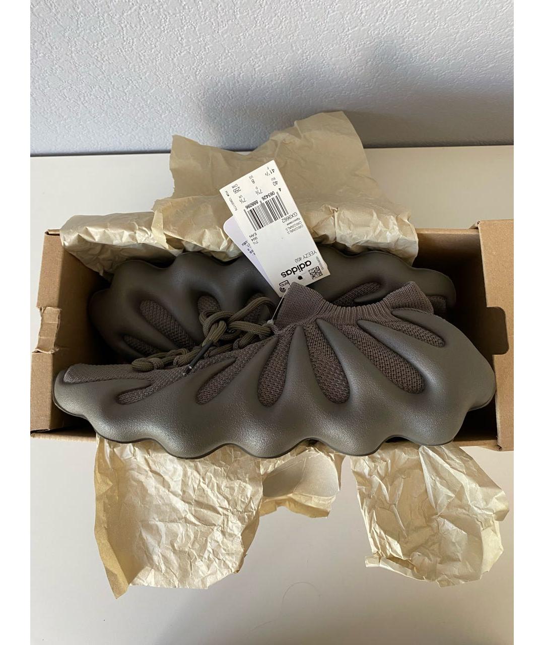 ADIDAS YEEZY Серые текстильные низкие кроссовки / кеды, фото 2