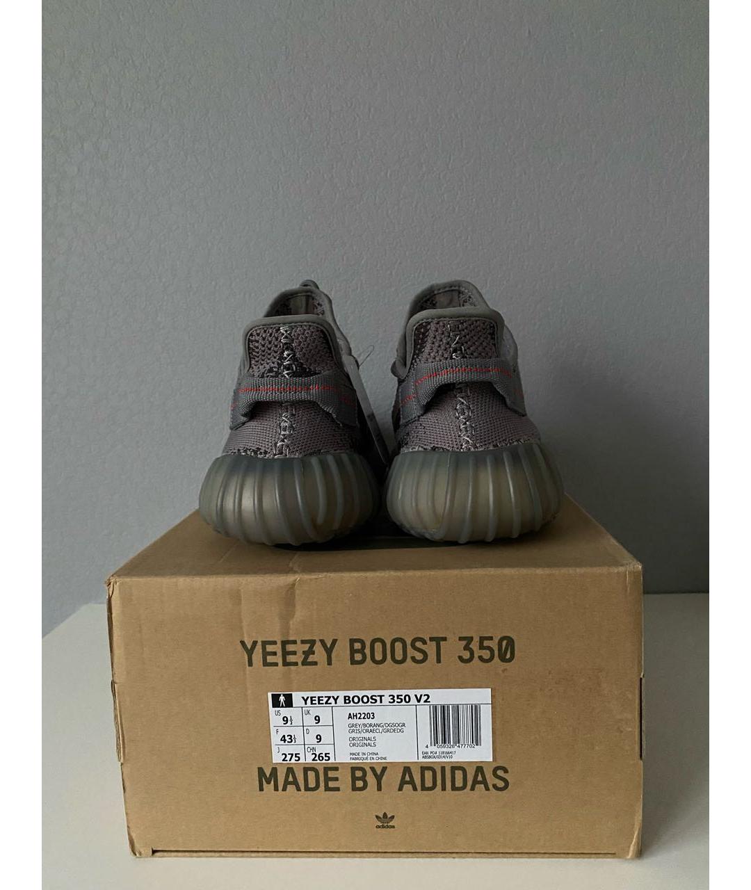 ADIDAS YEEZY Серые текстильные низкие кроссовки / кеды, фото 4