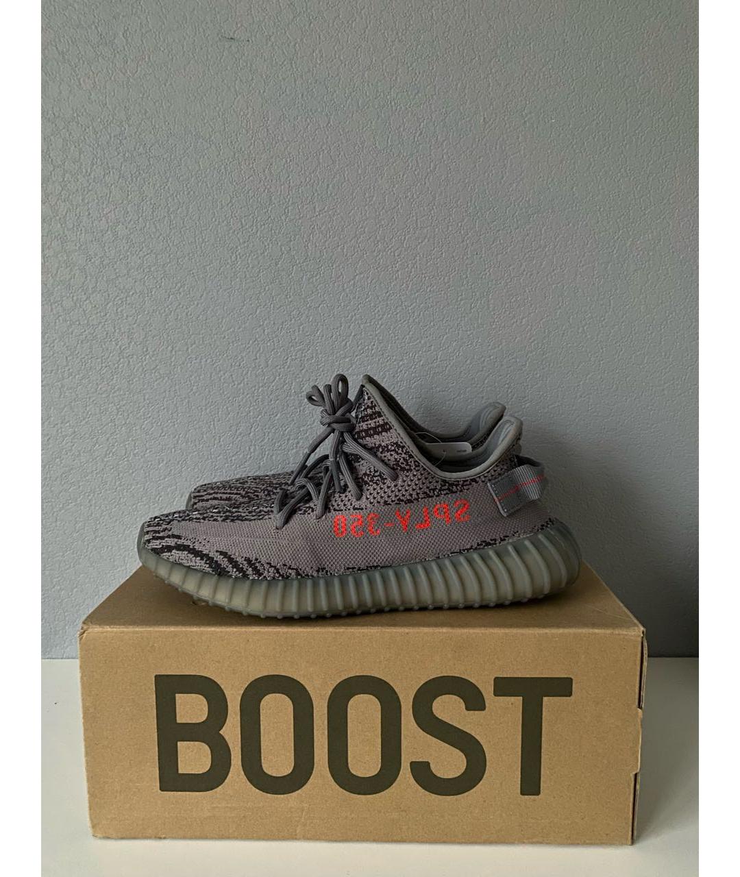 ADIDAS YEEZY Серые текстильные низкие кроссовки / кеды, фото 3