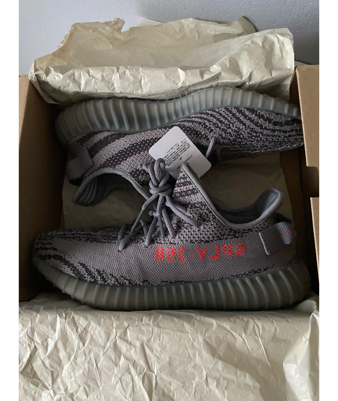 ADIDAS YEEZY Серые текстильные низкие кроссовки / кеды, фото 2