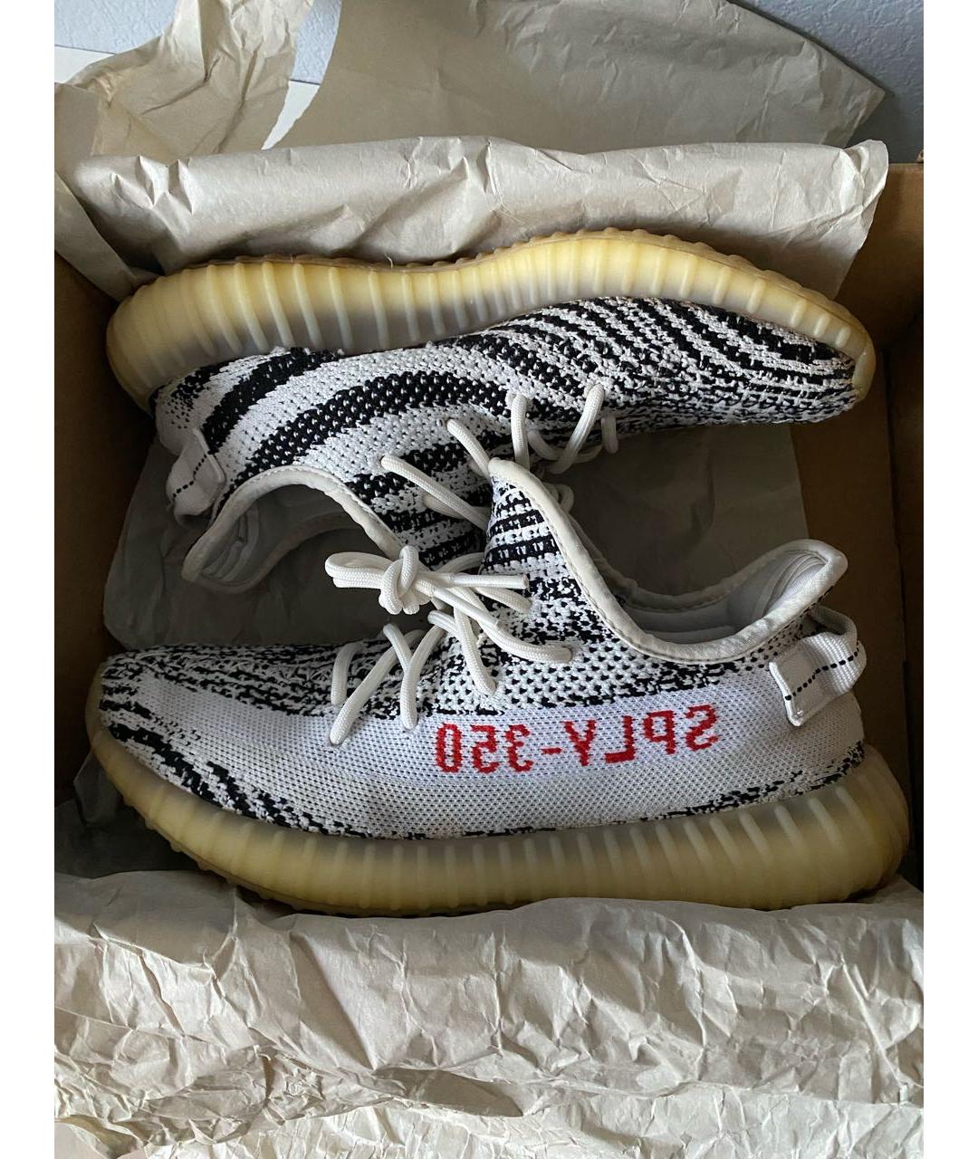 ADIDAS YEEZY Белые текстильные низкие кроссовки / кеды, фото 2