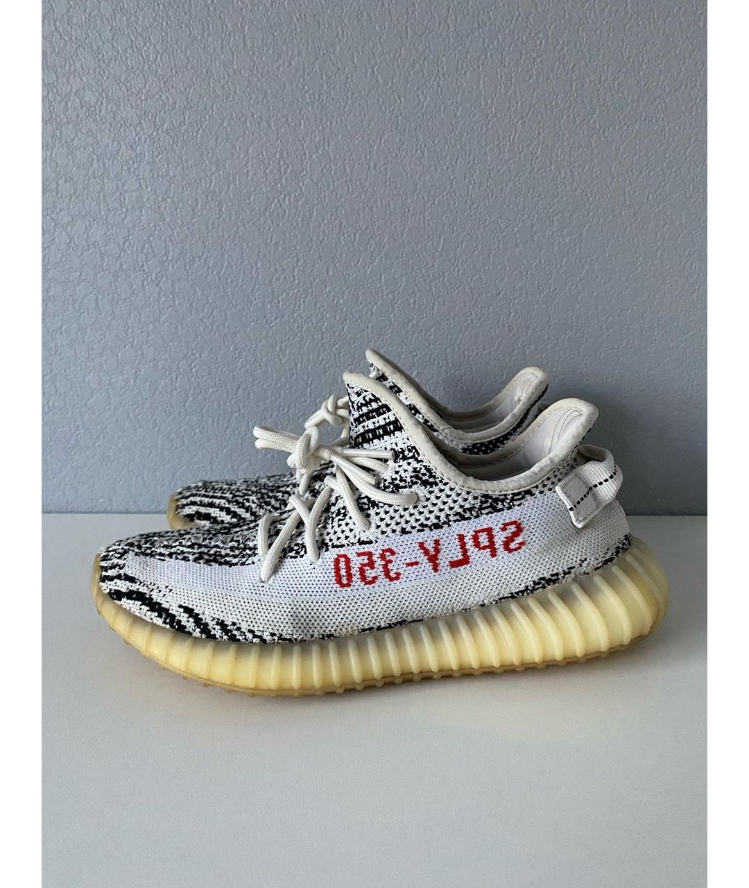 ADIDAS YEEZY Белые текстильные низкие кроссовки / кеды, фото 3