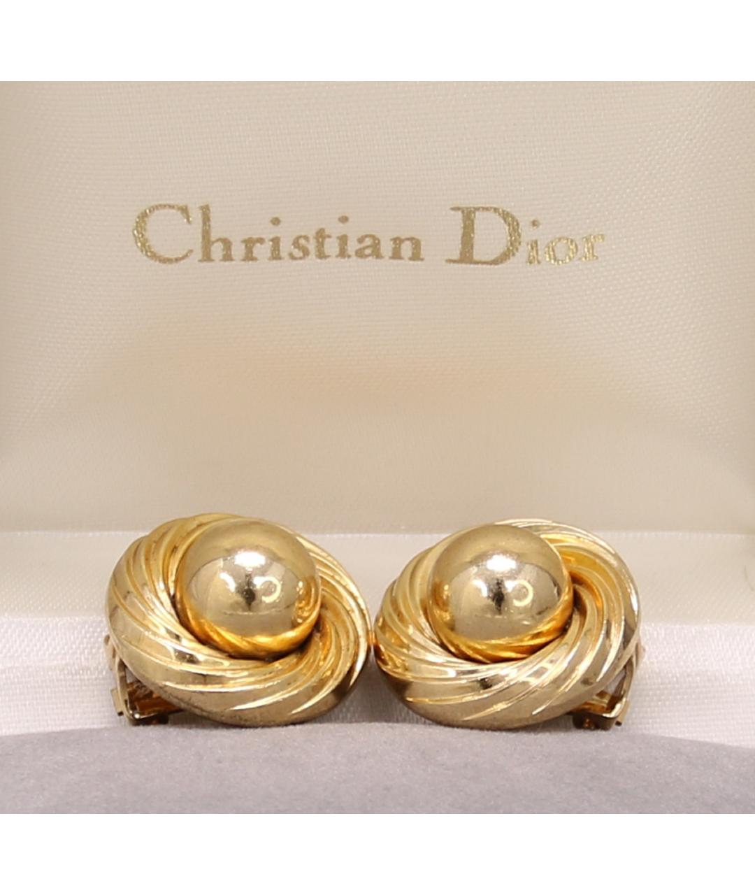 CHRISTIAN DIOR Золотые позолоченные клипсы, фото 3