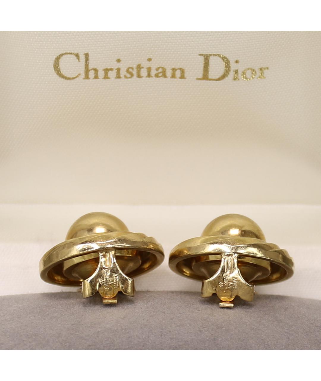 CHRISTIAN DIOR Золотые позолоченные клипсы, фото 7