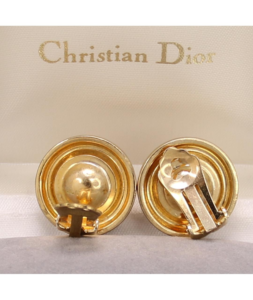 CHRISTIAN DIOR Золотые позолоченные клипсы, фото 5