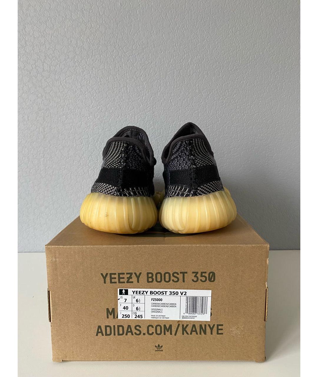 ADIDAS YEEZY Темно-синие текстильные низкие кроссовки / кеды, фото 4
