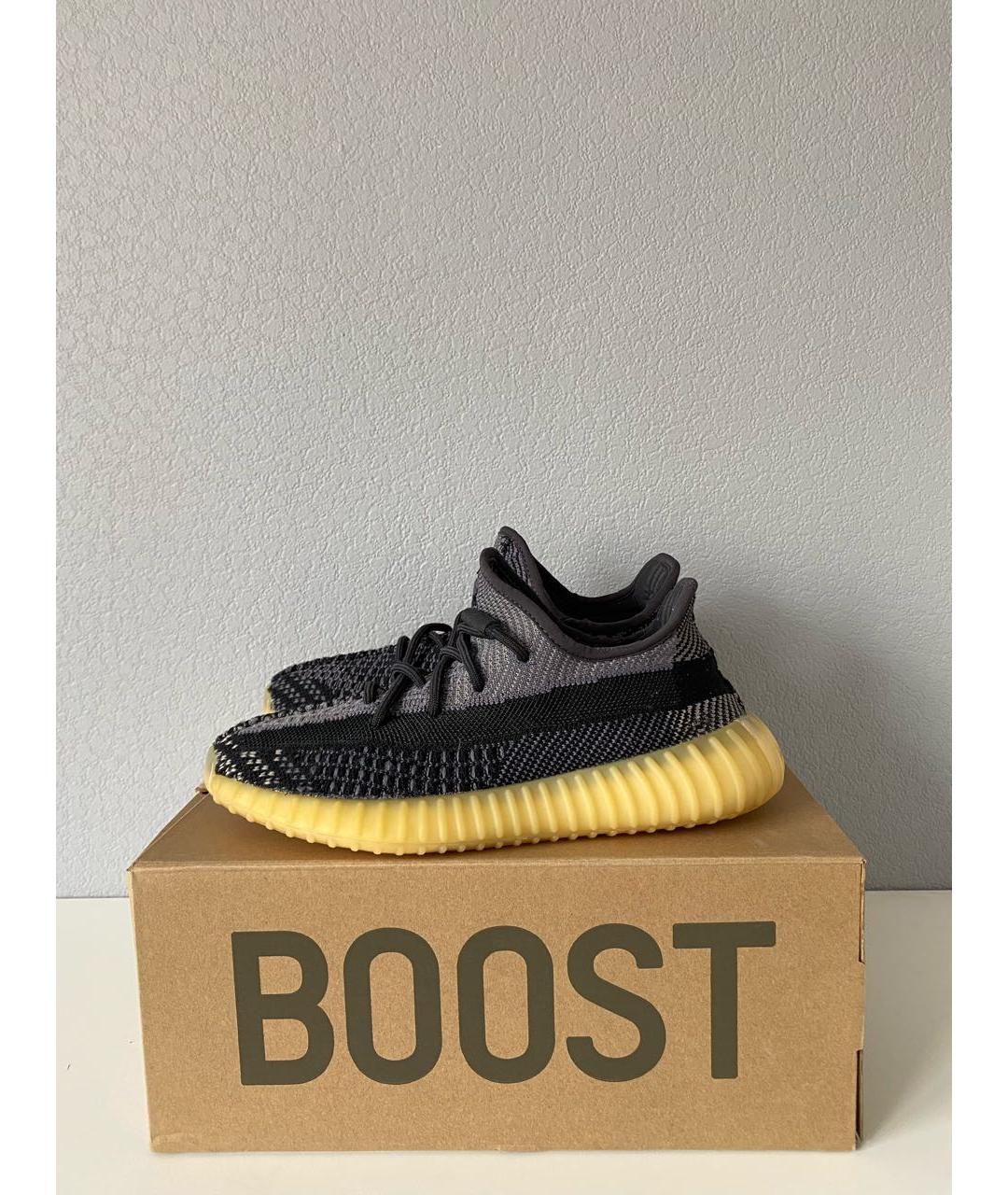 ADIDAS YEEZY Темно-синие текстильные низкие кроссовки / кеды, фото 3