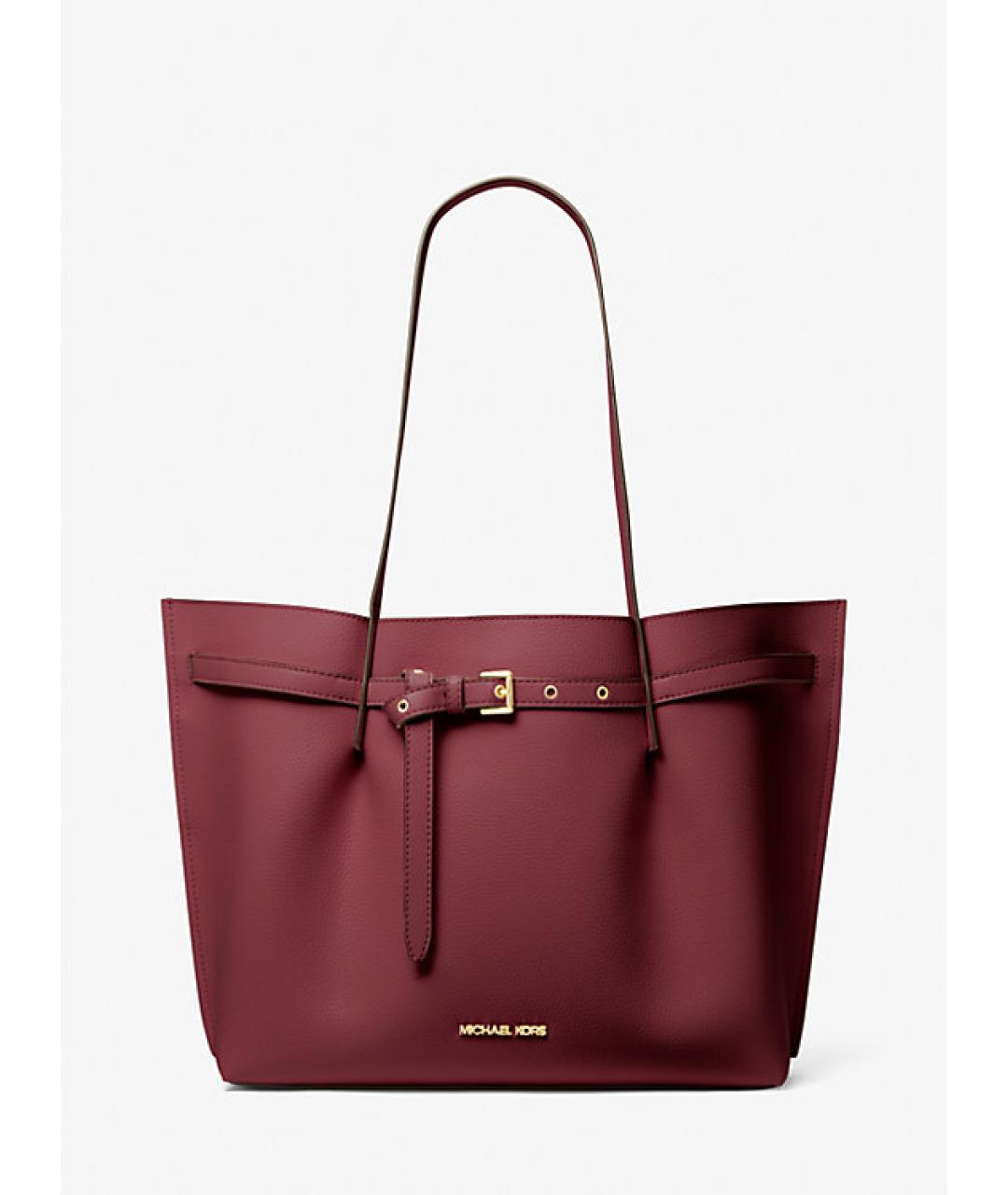 MICHAEL KORS Бордовая кожаная сумка тоут, фото 6