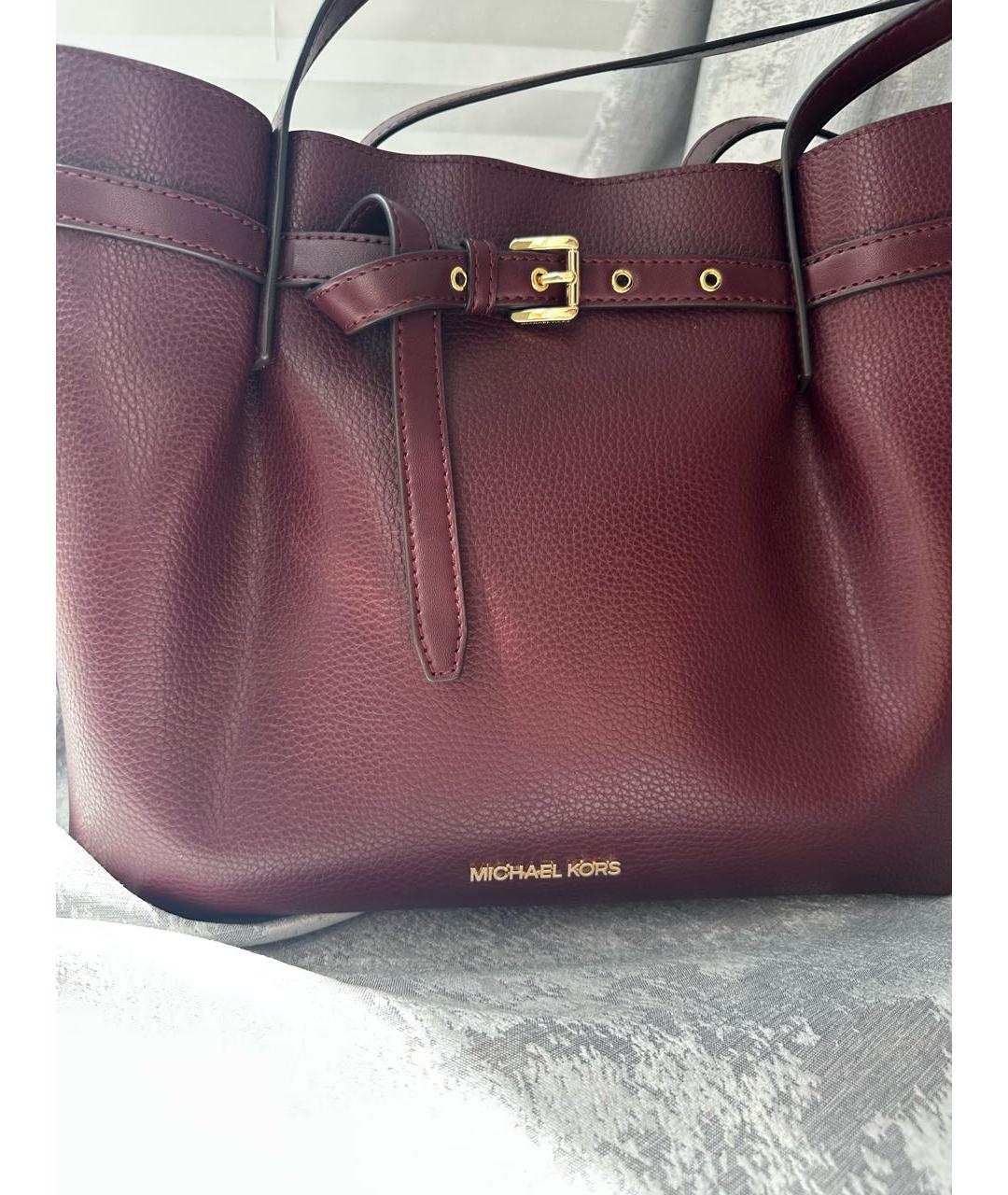 MICHAEL KORS Бордовая кожаная сумка тоут, фото 4