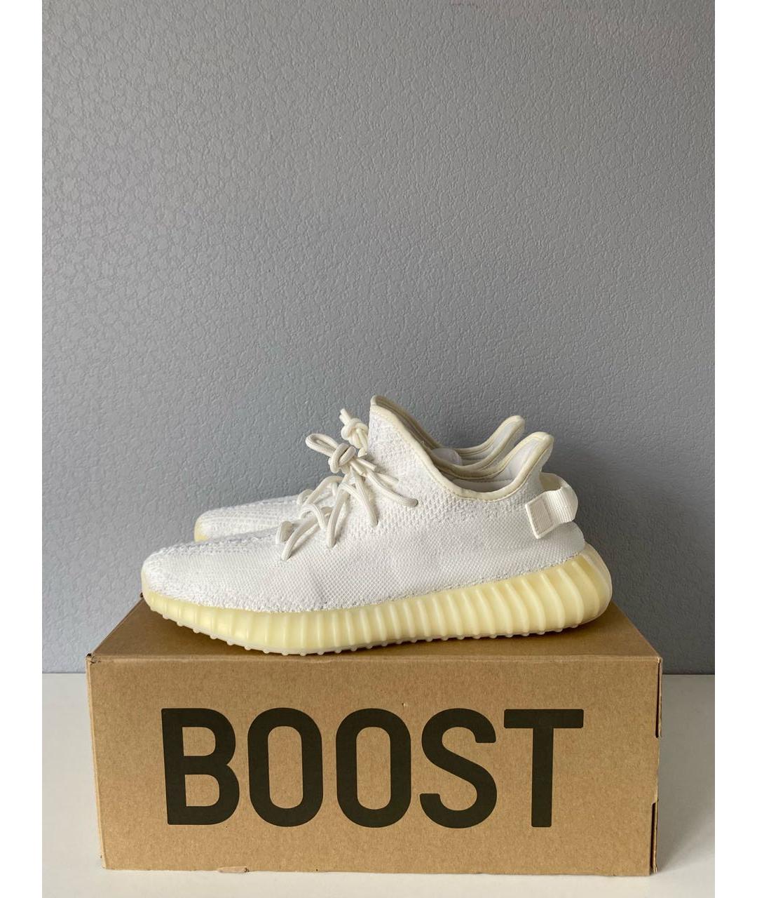 ADIDAS YEEZY Белые текстильные низкие кроссовки / кеды, фото 3
