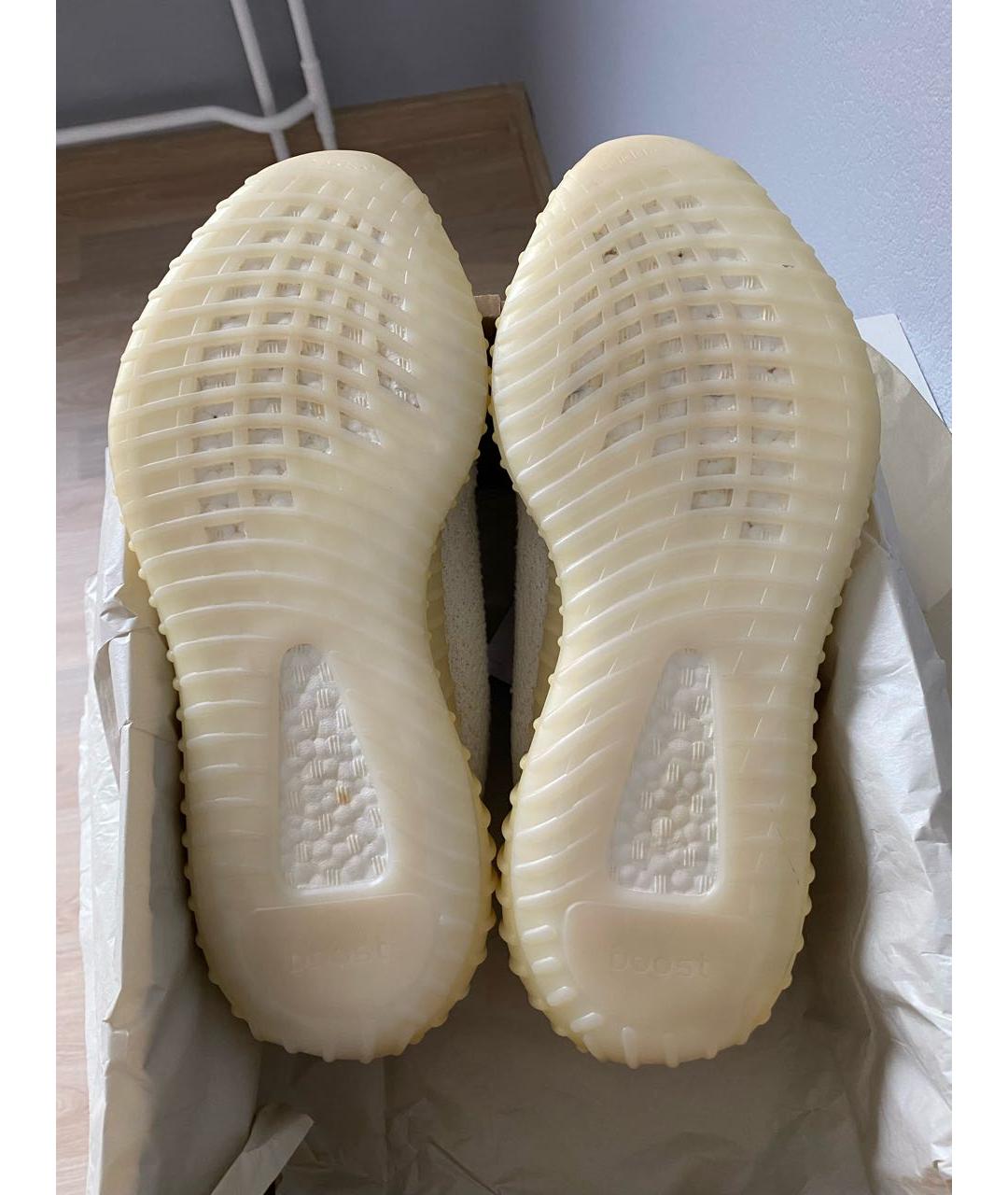 ADIDAS YEEZY Белые текстильные низкие кроссовки / кеды, фото 5