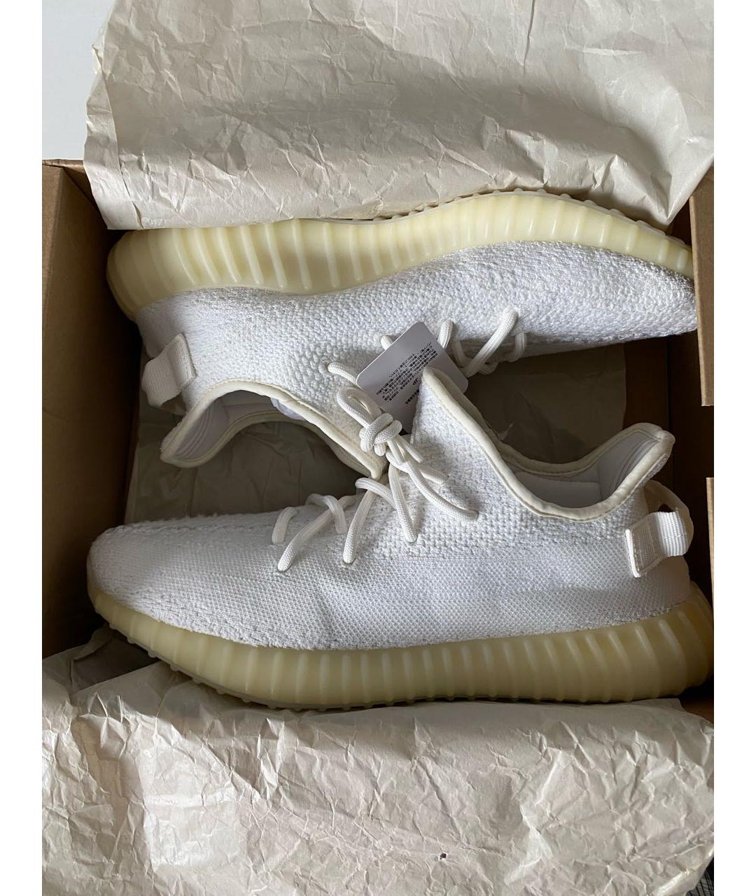 ADIDAS YEEZY Белые текстильные низкие кроссовки / кеды, фото 2