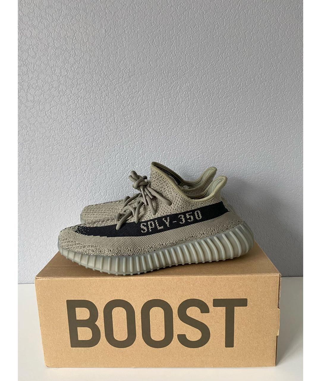 ADIDAS YEEZY Хаки текстильные низкие кроссовки / кеды, фото 3