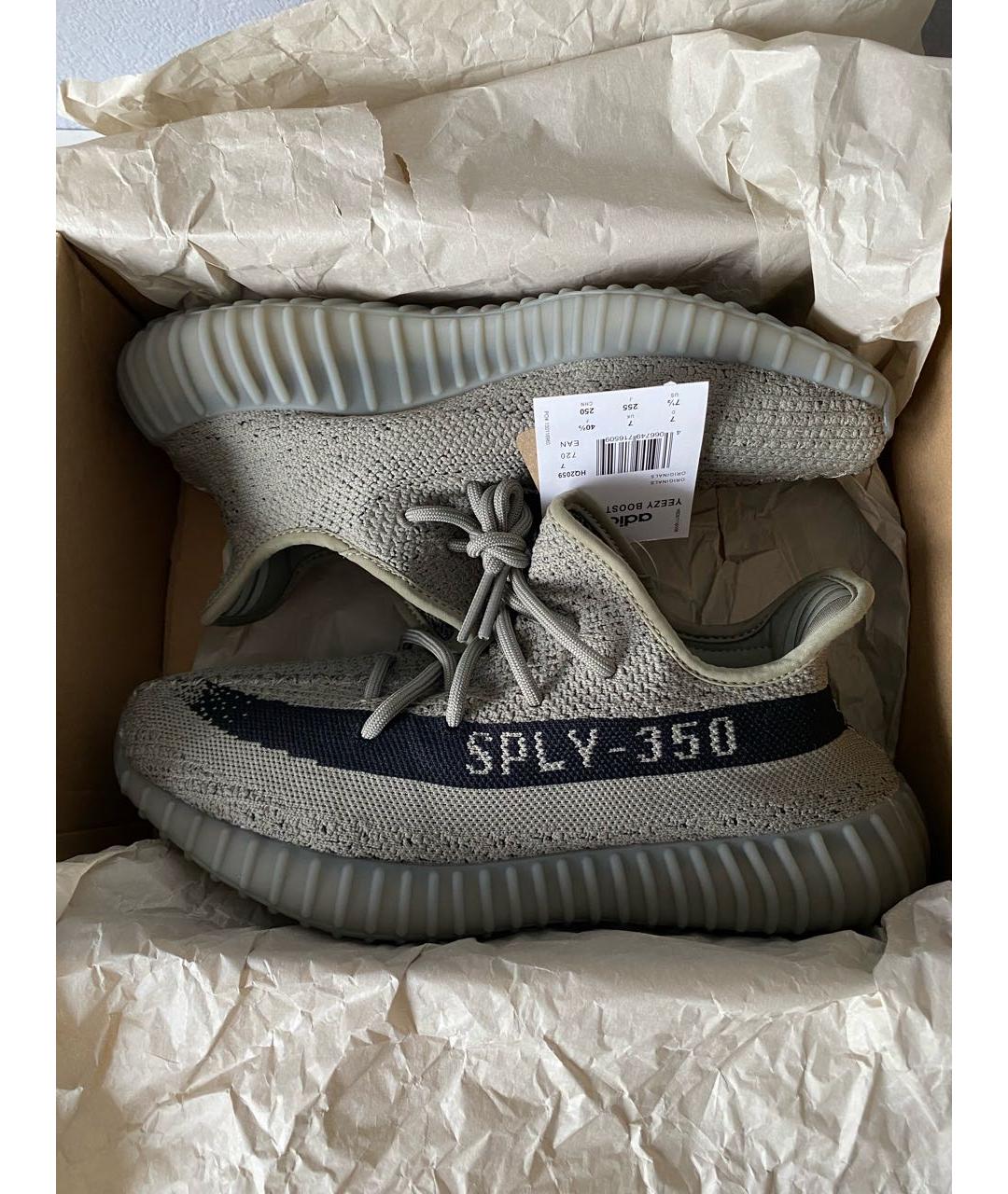 ADIDAS YEEZY Хаки текстильные низкие кроссовки / кеды, фото 2
