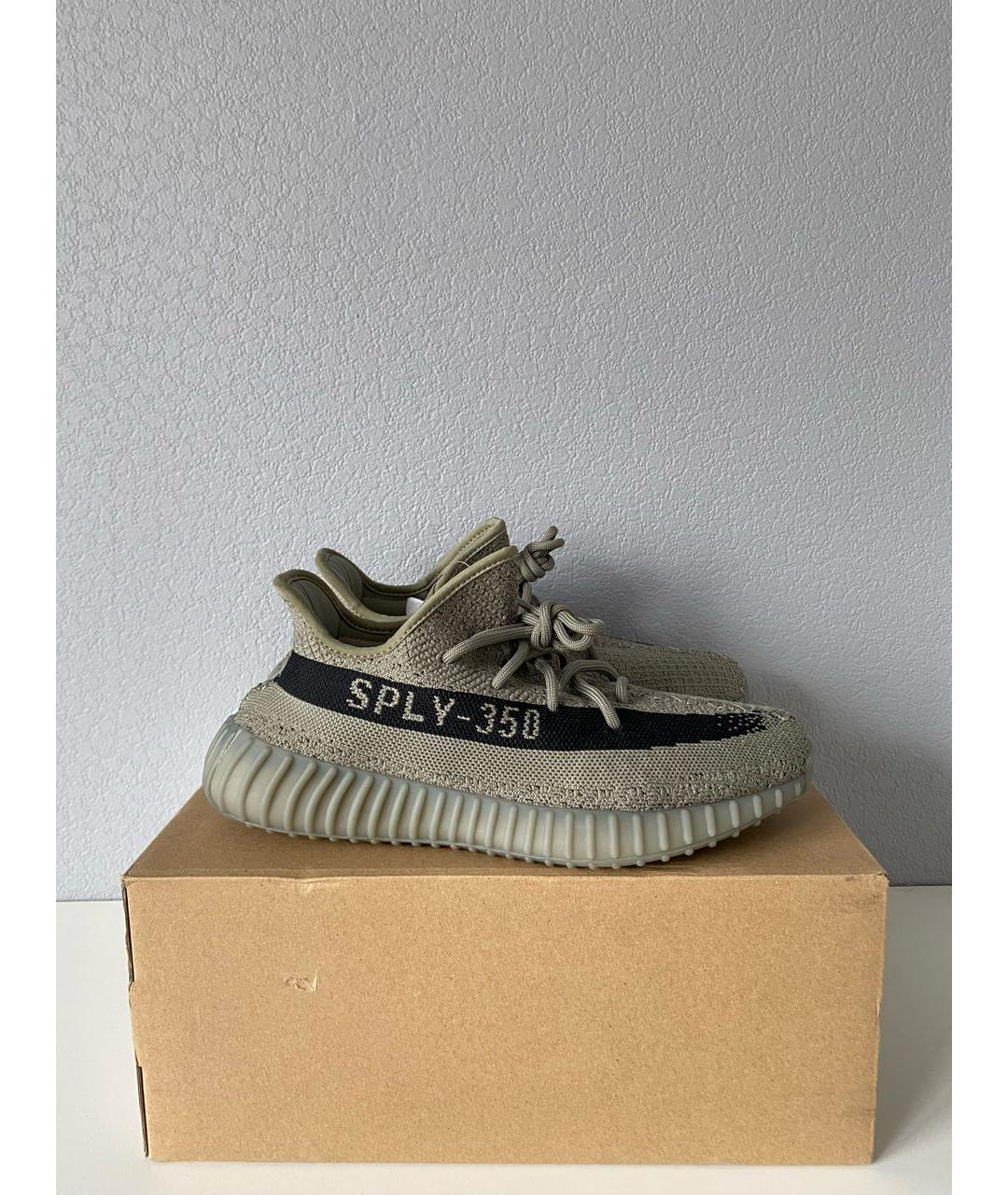 ADIDAS YEEZY Хаки текстильные низкие кроссовки / кеды, фото 9