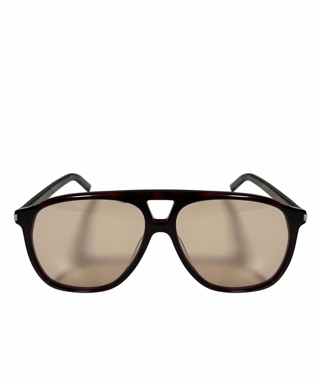 SAINT LAURENT Коричневые пластиковые солнцезащитные очки, фото 1