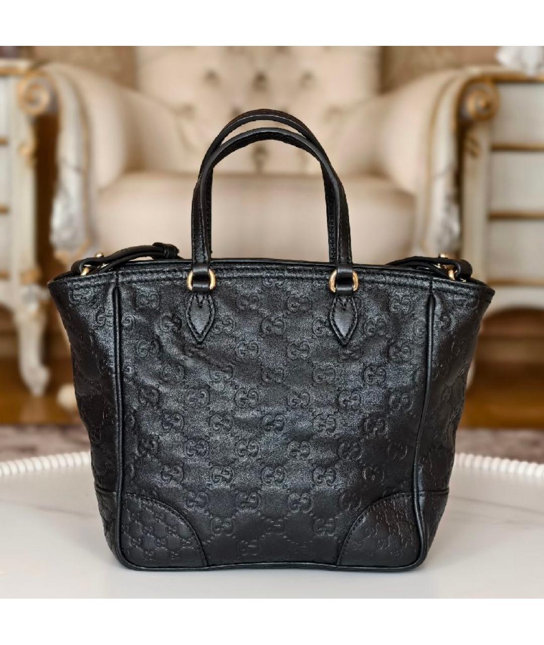 GUCCI Черная кожаная сумка с короткими ручками, фото 3