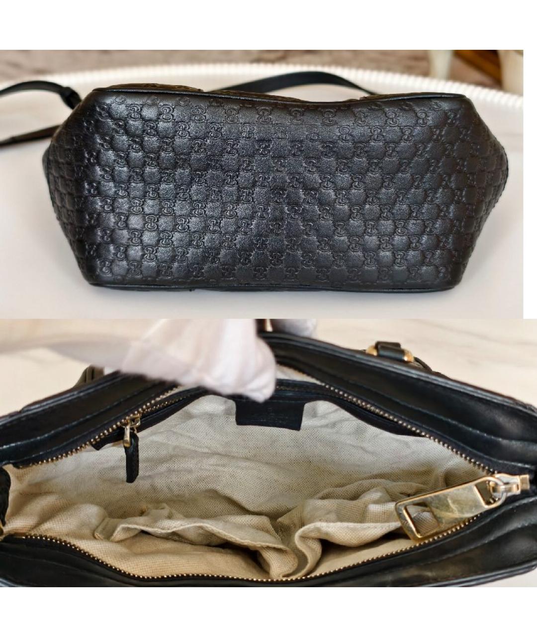 GUCCI Черная кожаная сумка с короткими ручками, фото 7