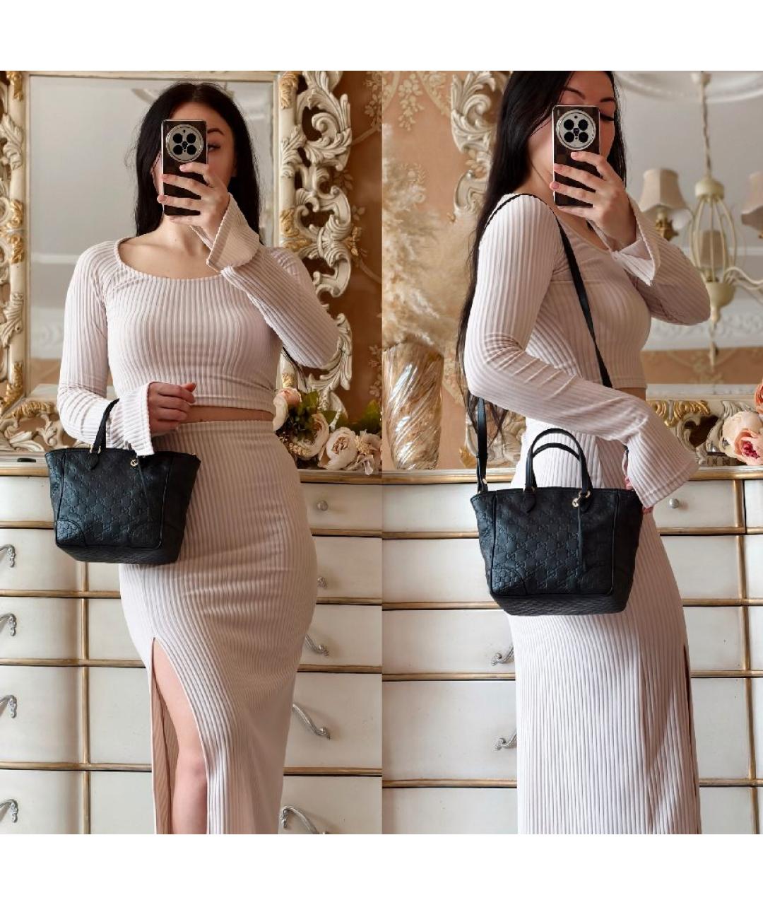 GUCCI Черная кожаная сумка с короткими ручками, фото 4