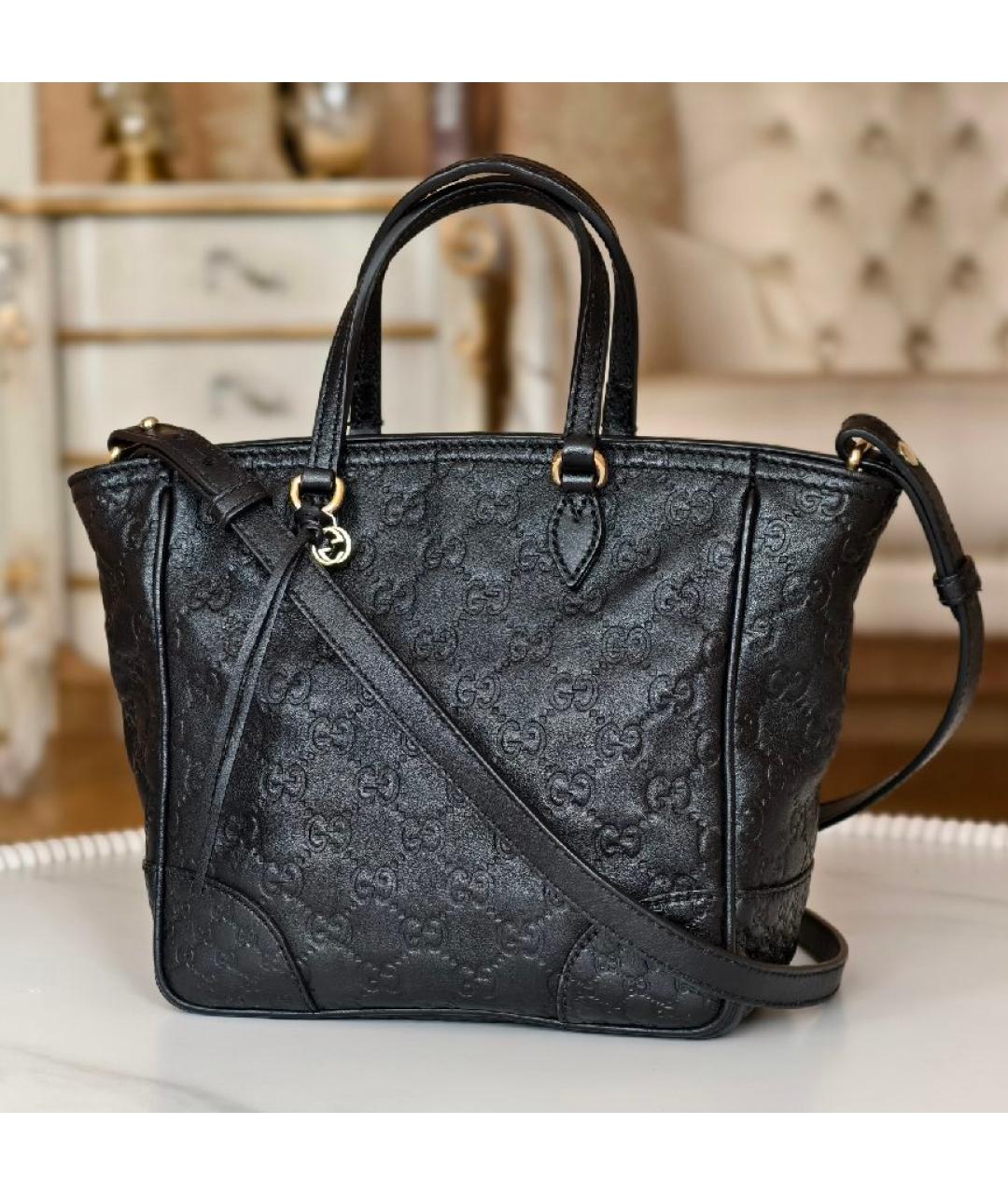 GUCCI Черная кожаная сумка с короткими ручками, фото 2