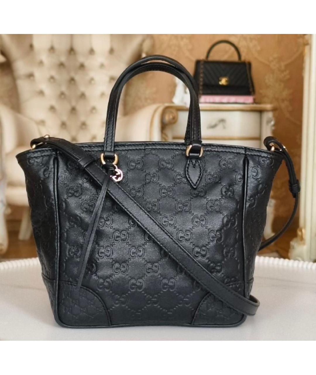 GUCCI Черная кожаная сумка с короткими ручками, фото 8