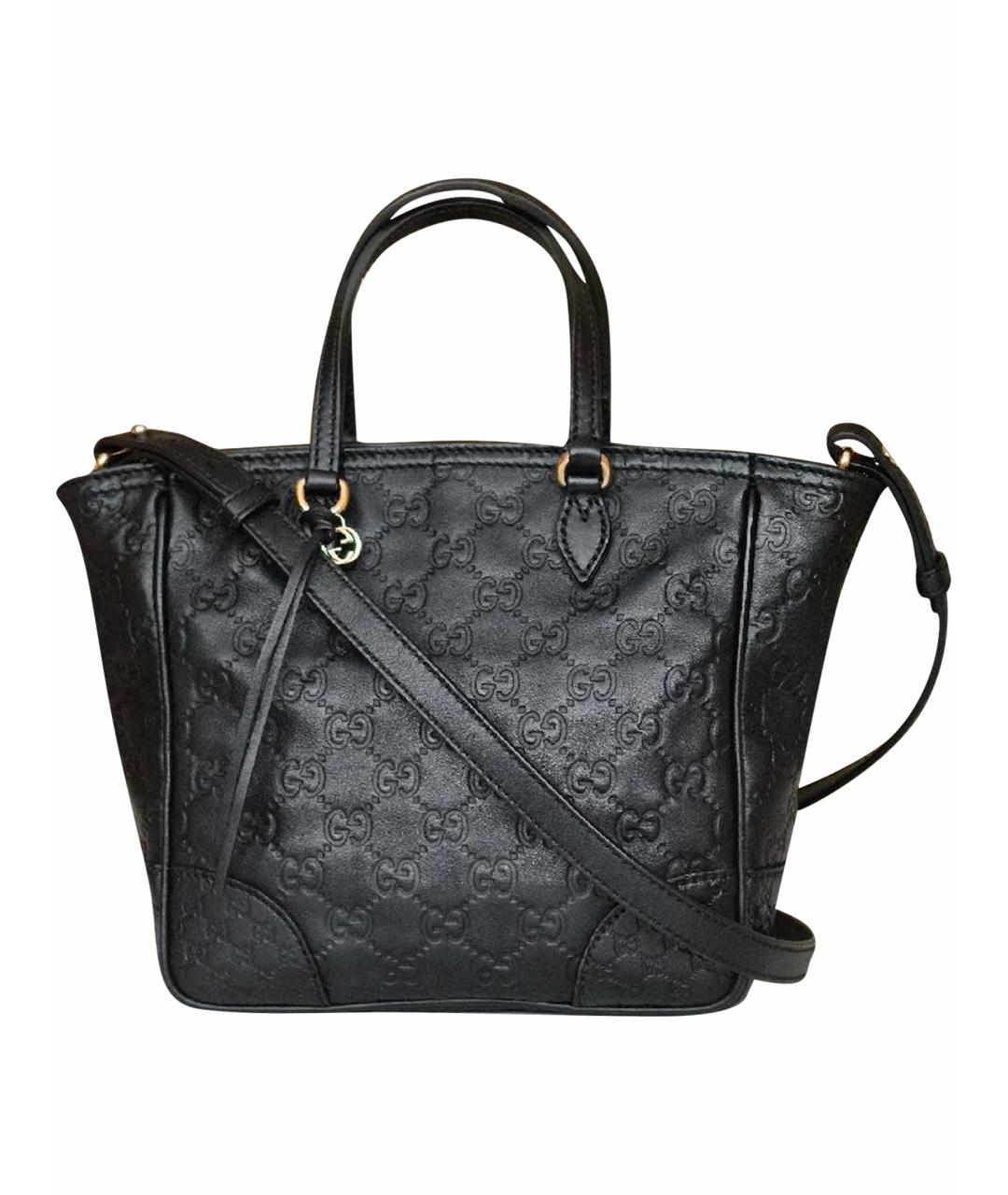 GUCCI Черная кожаная сумка с короткими ручками, фото 1