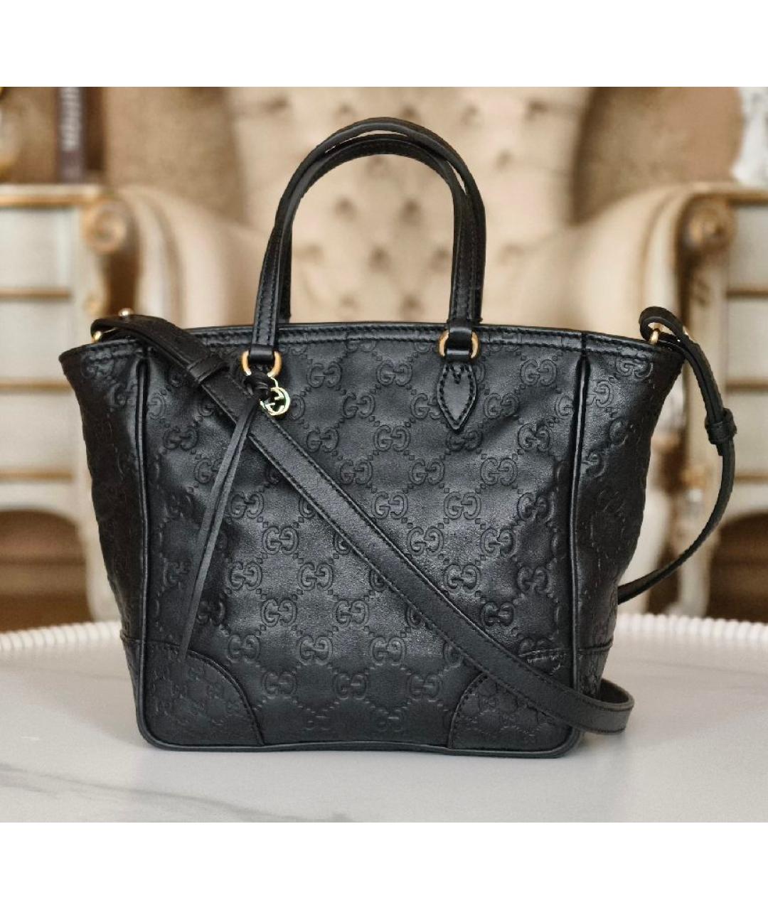 GUCCI Черная кожаная сумка с короткими ручками, фото 9