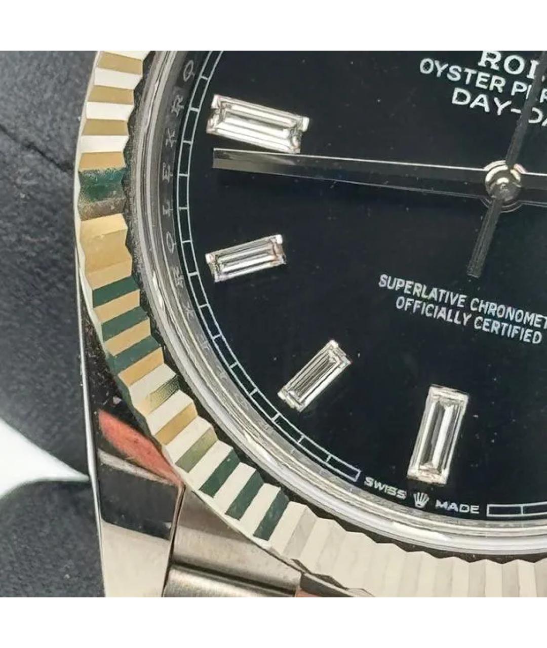 ROLEX Черные часы из белого золота, фото 3