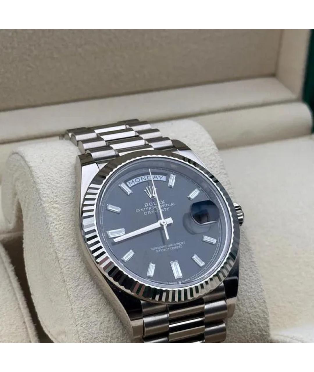 ROLEX Черные часы из белого золота, фото 2