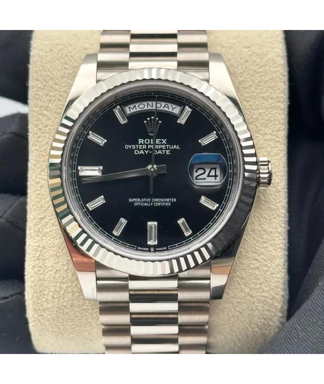 ROLEX Черные часы из белого золота, фото 6