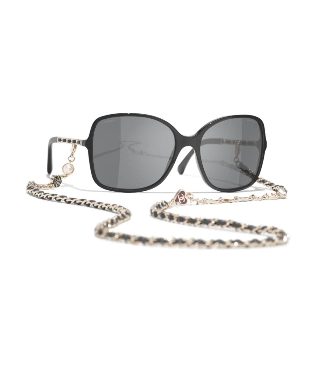 CHANEL Черные металлические солнцезащитные очки, фото 1