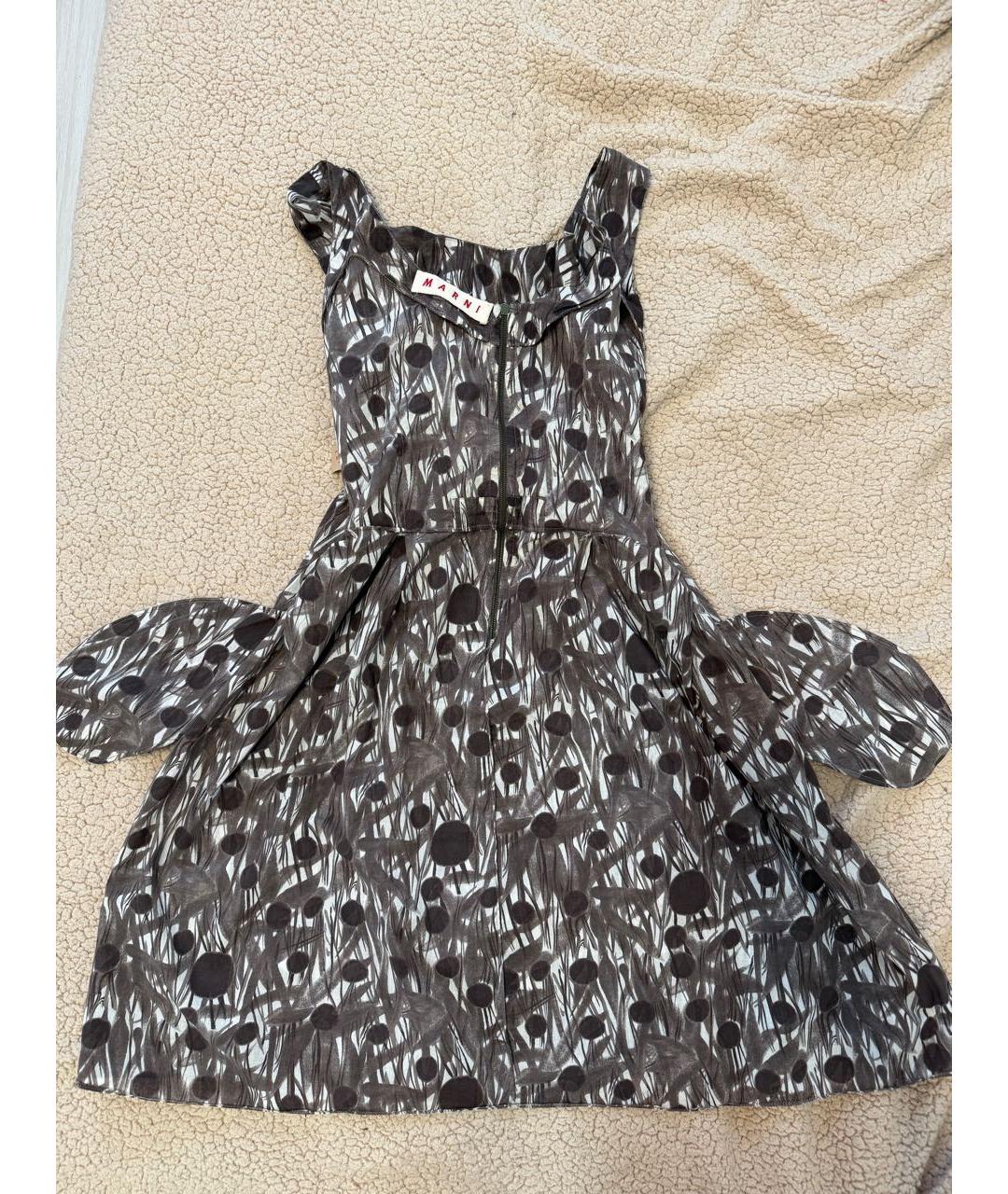 MARNI Коричневое хлопковое повседневное платье, фото 5