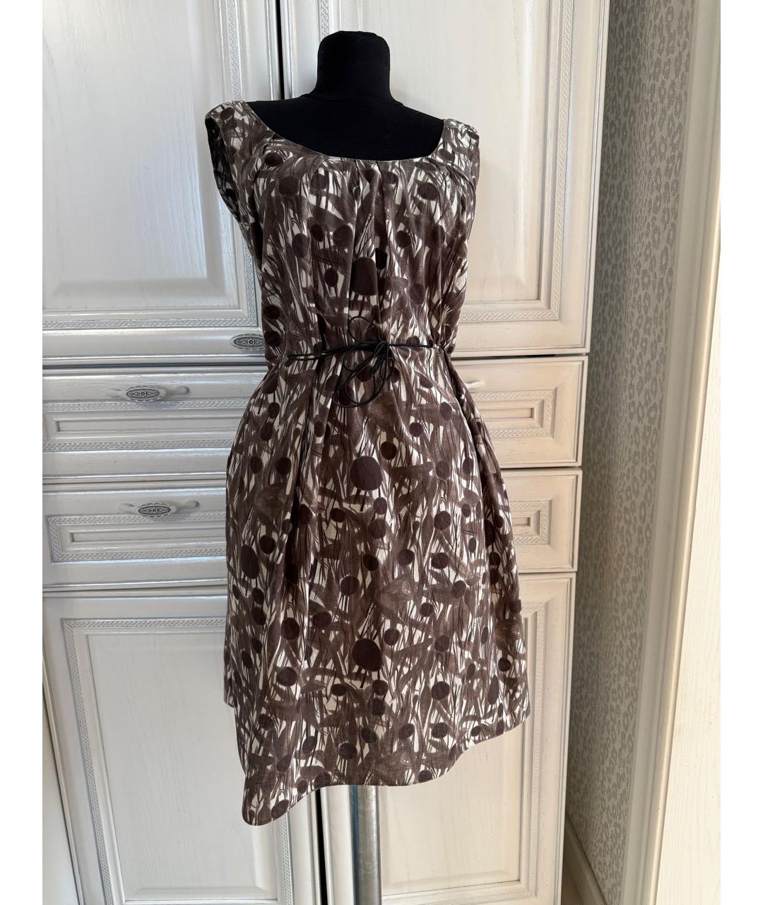 MARNI Коричневое хлопковое повседневное платье, фото 9