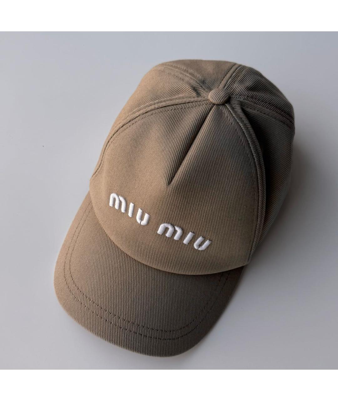 MIU MIU Бежевая хлопковая кепка, фото 2