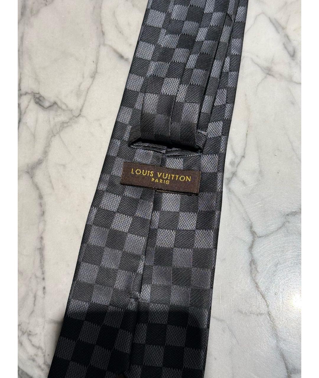 LOUIS VUITTON Черный тканевый галстук, фото 3