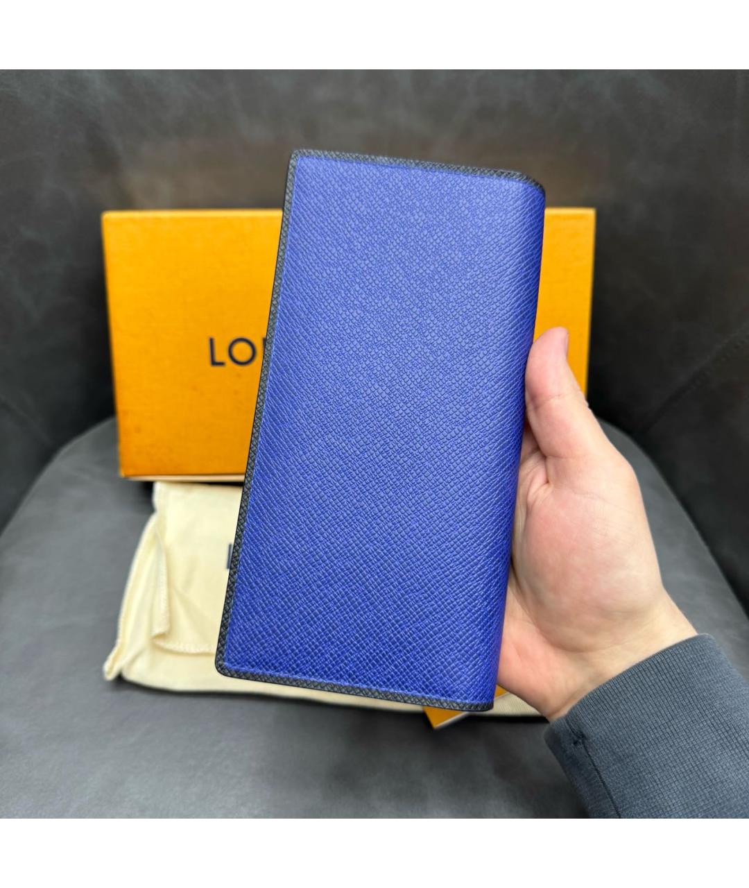 LOUIS VUITTON Синий кожаный кошелек, фото 2