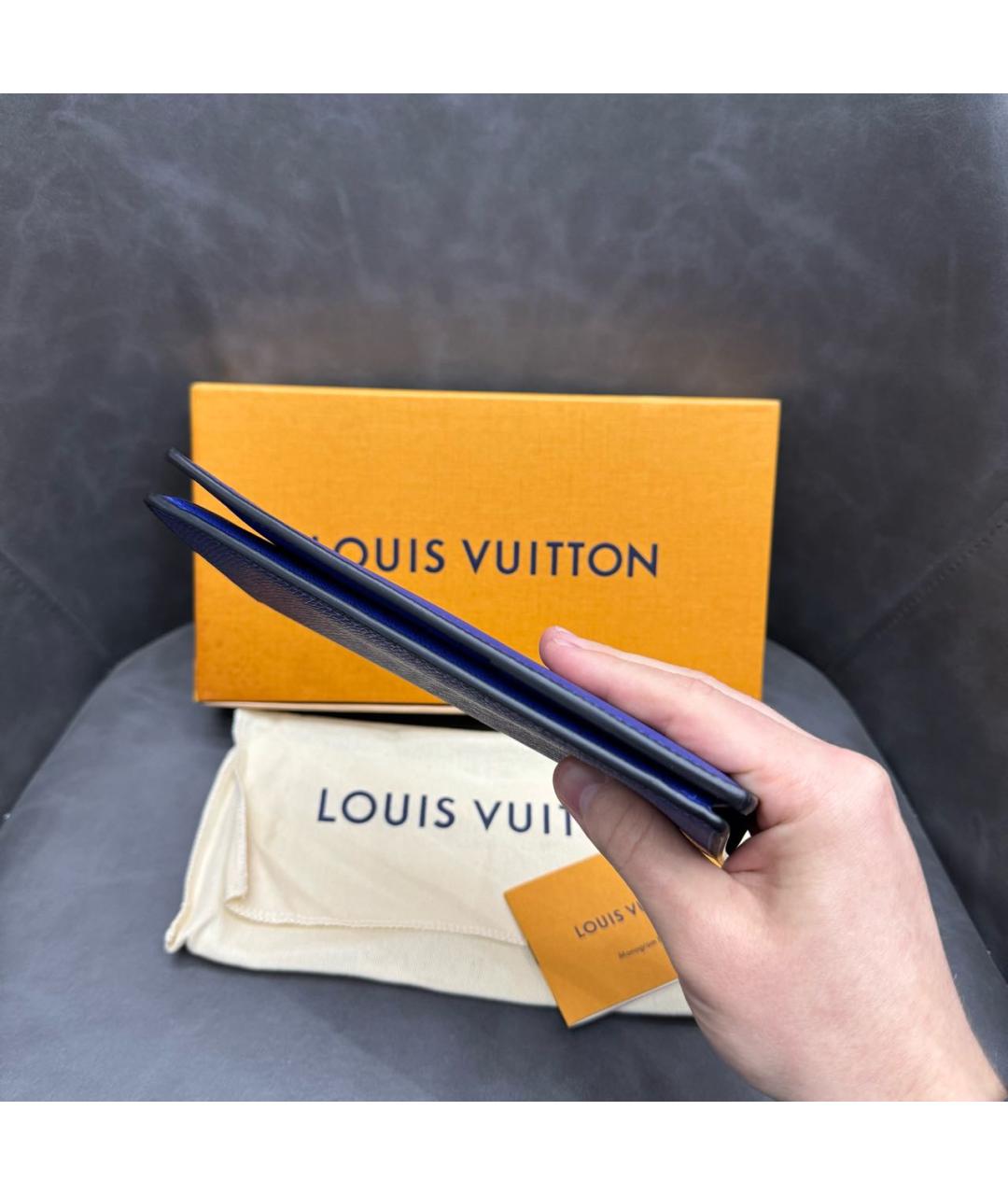 LOUIS VUITTON Синий кожаный кошелек, фото 5