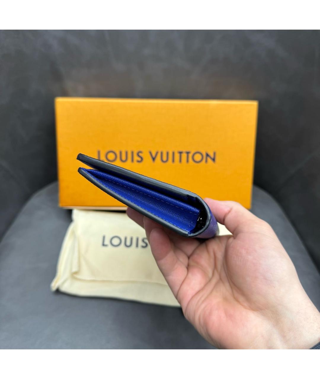 LOUIS VUITTON Синий кожаный кошелек, фото 3