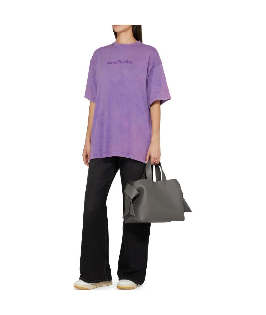 ACNE STUDIOS Фиолетовая хлопковая футболка, фото 3