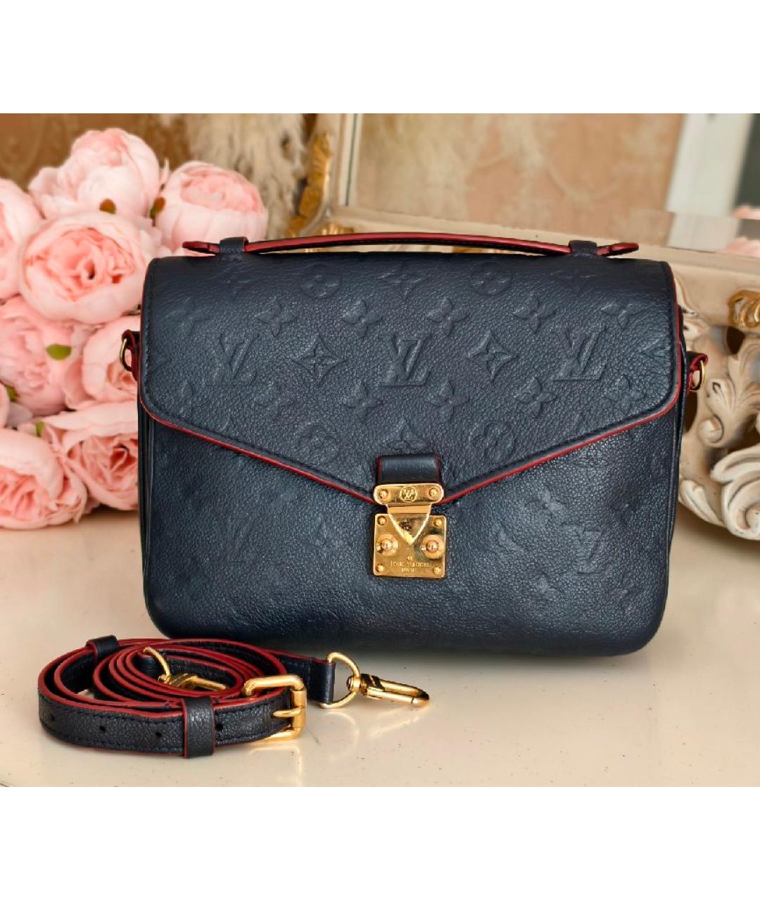 LOUIS VUITTON Темно-синяя кожаная сумка через плечо, фото 2