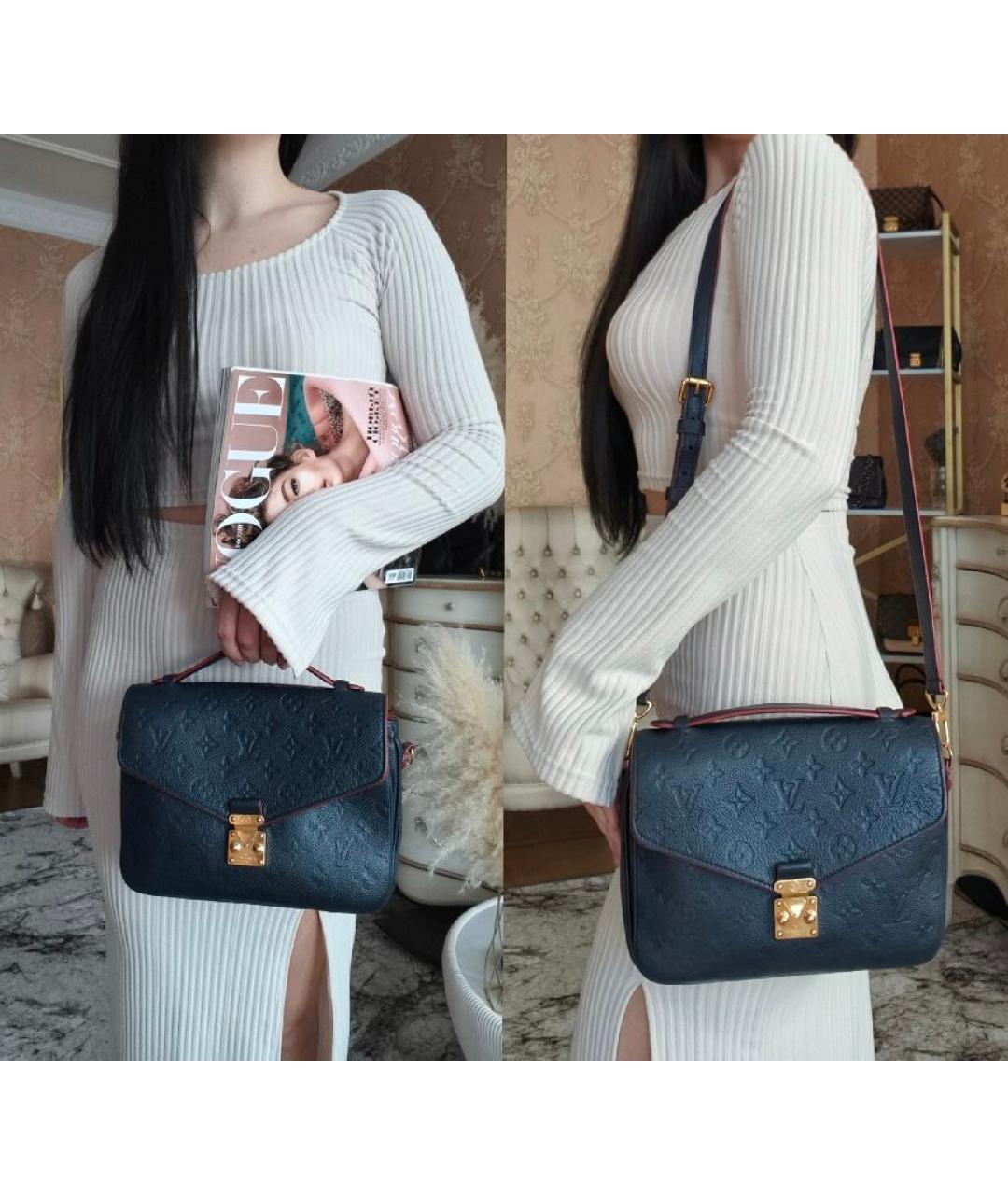 LOUIS VUITTON Темно-синяя кожаная сумка через плечо, фото 4