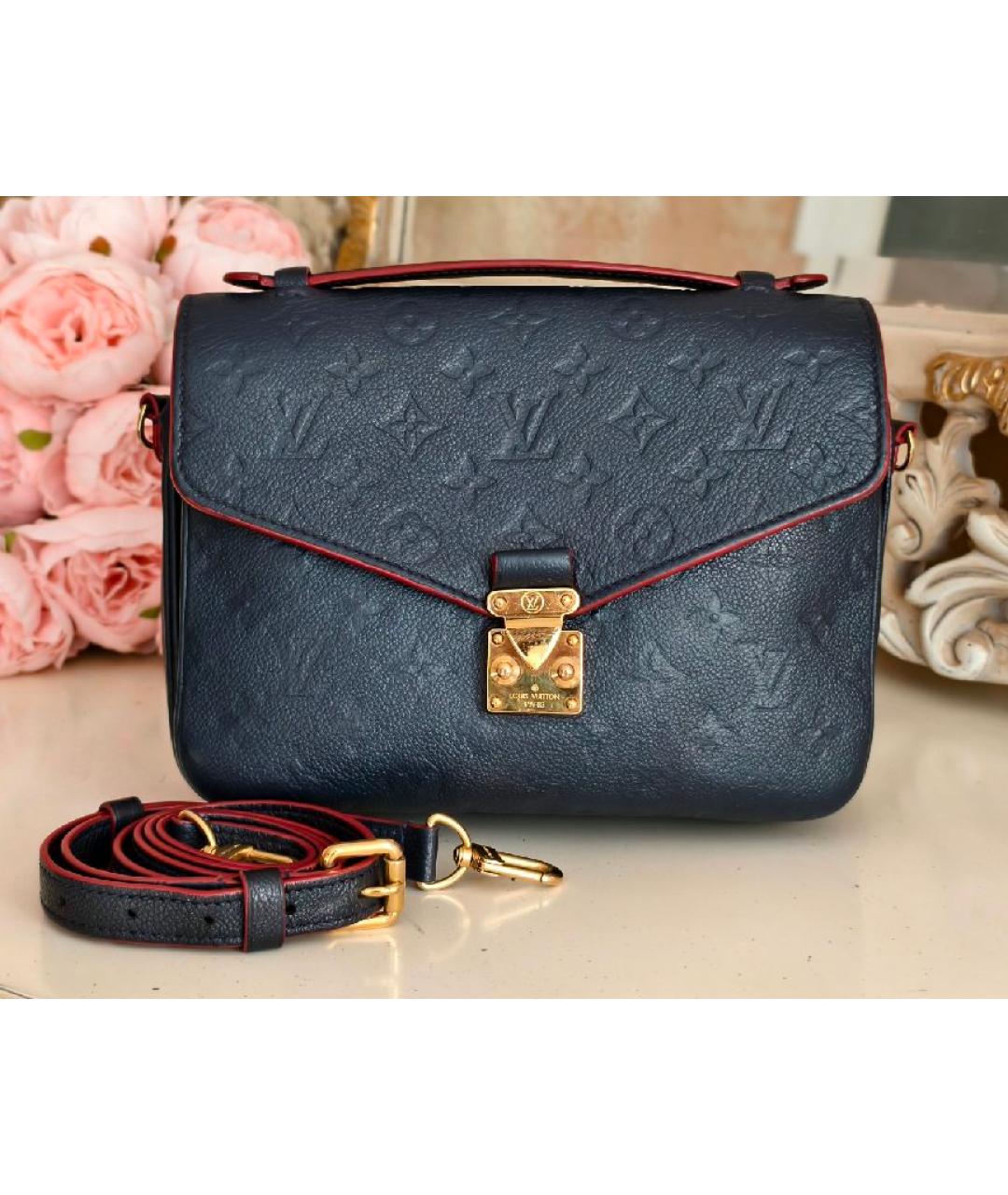 LOUIS VUITTON Темно-синяя кожаная сумка через плечо, фото 9